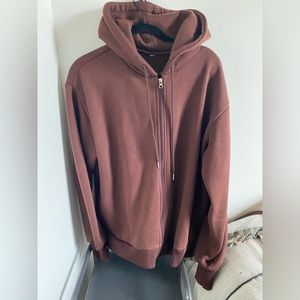 Coffee colored zip up hoodie aesthetic